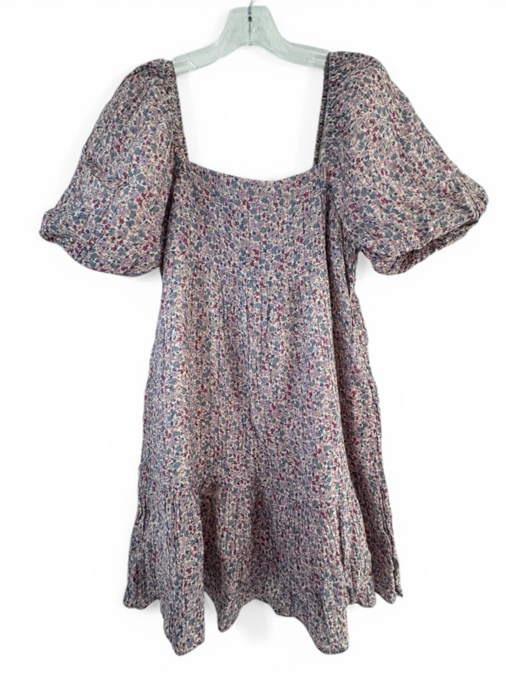 WITHBLACK Floral Puff Sleeve Midi Dress Scandinavian Multicolor Feminine Large